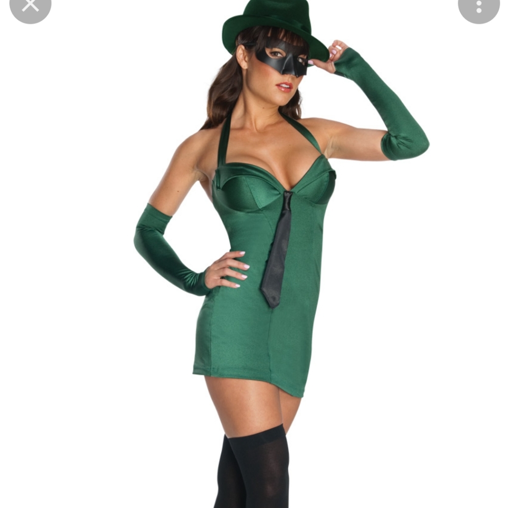 MEDIUM Sexy Green Hornet Halloween Costume Gloves Dress Rubies Secret Wishes